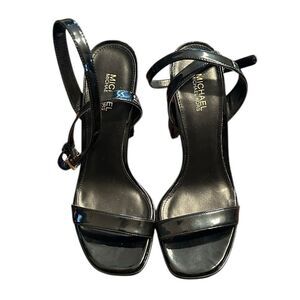 Michael Kors Black Patent Leather Strappy Block Heel Sandals (Size 5.5M)
